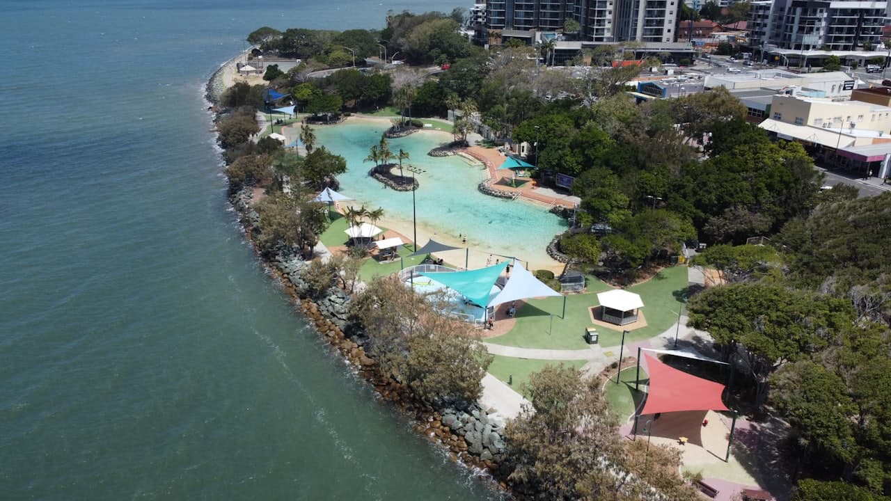 Aerial view of Settlement Cove Lagoon, Redcliffe, Moreton Bay